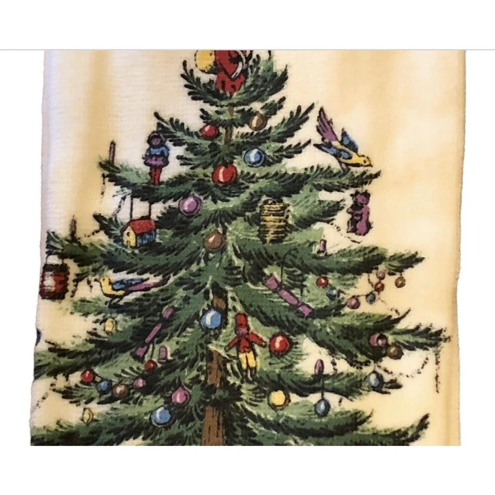 Spode Christmas Kitchen Dish Towel Tree 100% Cotton Tartan Plaid 27x19 Holiday
